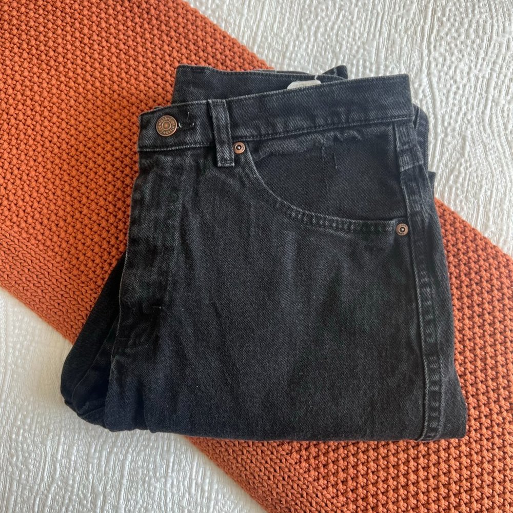 Vintage Lee Original Mom High Waist Jeans, Black Denim, Tapered Leg, Woman’s 12